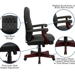 Flash Furniture Martha Washington LeatherSoft Swivel Executive Office Chair, Black (801LLF05BKLEA)