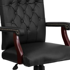 Flash Furniture Martha Washington LeatherSoft Swivel Executive Office Chair, Black (801LLF05BKLEA)