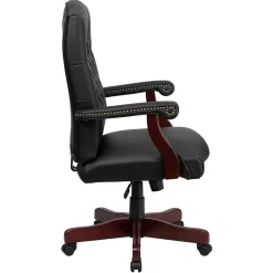 Flash Furniture Martha Washington LeatherSoft Swivel Executive Office Chair, Black (801LLF05BKLEA)
