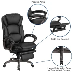 Flash Furniture Martin Ergonomic LeatherSoft Swivel High Back Executive Reclining Office Chair, Black (BT90279H)