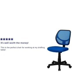 Flash Furniture Neri Armless Ergonomic Mesh Swivel Low Back Task Office Chair, Blue (WA3074BL)