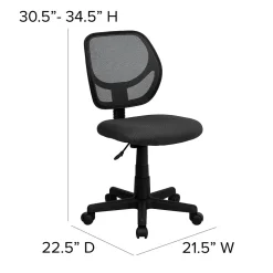 Flash Furniture Neri Armless Ergonomic Mesh Swivel Low Back Task Office Chair, Gray (WA3074GY)
