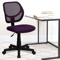 Flash Furniture Neri Armless Ergonomic Mesh Swivel Low Back Task Office Chair, Purple (WA3074PUR)
