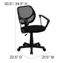 Flash Furniture Neri Ergonomic Mesh Swivel Low Back Task Office Chair, Black (WA3074BKARM)