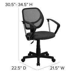 Flash Furniture Neri Ergonomic Mesh Swivel Low Back Task Office Chair, Gray (WA3074GYARM)