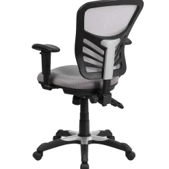 Flash Furniture Nicholas Ergonomic Mesh Swivel Mid-Back Multifunction Executive Office Chair, Gray (HL0001GY)