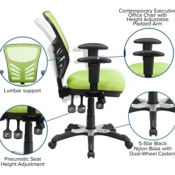 Flash Furniture Nicholas Ergonomic Mesh Swivel Mid-Back Multifunction Executive Office Chair, Green (HL0001GN)