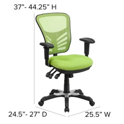 Flash Furniture Nicholas Ergonomic Mesh Swivel Mid-Back Multifunction Executive Office Chair, Green (HL0001GN)