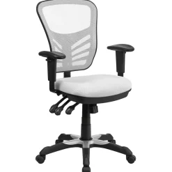 Flash Furniture Nicholas Ergonomic Mesh Swivel Mid-Back Multifunction Executive Office Chair, White (HL0001WH)