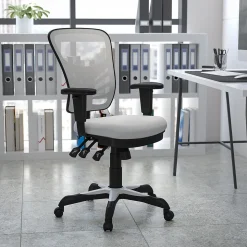 Flash Furniture Nicholas Ergonomic Mesh Swivel Mid-Back Multifunction Executive Office Chair, White (HL0001WH)
