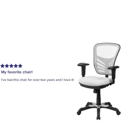 Flash Furniture Nicholas Ergonomic Mesh Swivel Mid-Back Multifunction Executive Office Chair, White (HL0001WH)