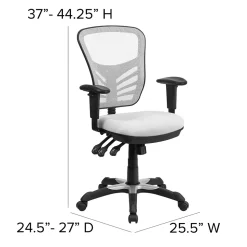 Flash Furniture Nicholas Ergonomic Mesh Swivel Mid-Back Multifunction Executive Office Chair, White (HL0001WH)