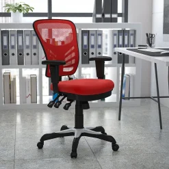 Flash Furniture Nicholas Ergonomic Mesh Swivel Mid-Back Multifunction Executive Office Chair, Red (HL0001RED)