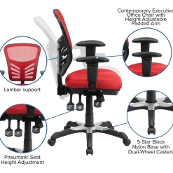 Flash Furniture Nicholas Ergonomic Mesh Swivel Mid-Back Multifunction Executive Office Chair, Red (HL0001RED)