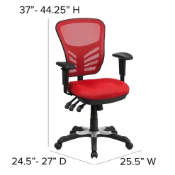Flash Furniture Nicholas Ergonomic Mesh Swivel Mid-Back Multifunction Executive Office Chair, Red (HL0001RED)