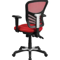 Flash Furniture Nicholas Ergonomic Mesh Swivel Mid-Back Multifunction Executive Office Chair, Red (HL0001RED)