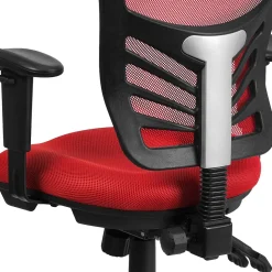 Flash Furniture Nicholas Ergonomic Mesh Swivel Mid-Back Multifunction Executive Office Chair, Red (HL0001RED)