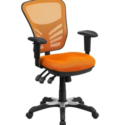 Flash Furniture Nicholas Ergonomic Mesh Swivel Mid-Back Multifunction Executive Office Chair, Orange (HL0001OR)