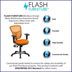 Flash Furniture Nicholas Ergonomic Mesh Swivel Mid-Back Multifunction Executive Office Chair, Orange (HL0001OR)