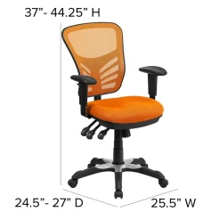 Flash Furniture Nicholas Ergonomic Mesh Swivel Mid-Back Multifunction Executive Office Chair, Orange (HL0001OR)