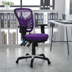 Flash Furniture Nicholas Ergonomic Mesh Swivel Mid-Back Multifunction Executive Office Chair, Purple (HL0001PUR)