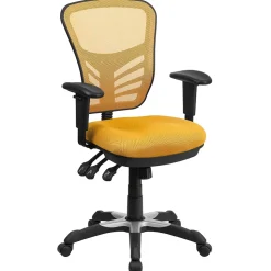 Flash Furniture Nicholas Ergonomic Mesh Swivel Mid-Back Multifunction Executive Office Chair, Yellow-Orange (HL0001YEL)