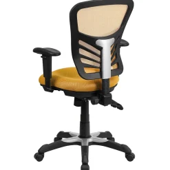 Flash Furniture Nicholas Ergonomic Mesh Swivel Mid-Back Multifunction Executive Office Chair, Yellow-Orange (HL0001YEL)