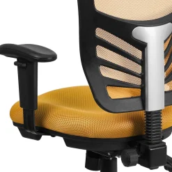 Flash Furniture Nicholas Ergonomic Mesh Swivel Mid-Back Multifunction Executive Office Chair, Yellow-Orange (HL0001YEL)