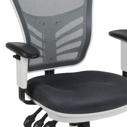 Flash Furniture Nicholas Ergonomic Mesh Swivel Multifunction Executive Office Chair, Dark Gray/White Frame (HL0001WHDKGY)