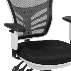 Flash Furniture Nicholas Ergonomic Mesh Swivel Mid-Back Multifunction Executive Office Chair, Black/White Frame (HL0001WHBK)