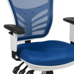 Flash Furniture Nicholas Ergonomic Mesh Swivel Mid-Back Multifunction Executive Office Chair, Blue/White Frame (HL0001WHBLUE)