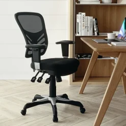 Flash Furniture Nicholas Ergonomic Mesh Swivel Mid-Back Multifunction Executive Office Chair, Black (HL0001)