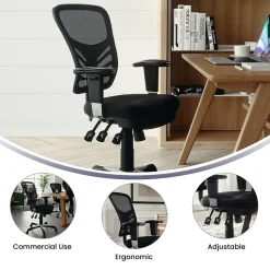 Flash Furniture Nicholas Ergonomic Mesh Swivel Mid-Back Multifunction Executive Office Chair, Black (HL0001)