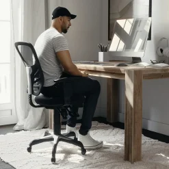 Flash Furniture Nicholas Ergonomic Mesh Swivel Mid-Back Multifunction Executive Office Chair, Black (HL0001)