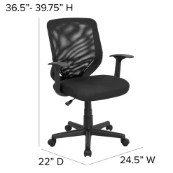 Flash Furniture Norris Ergonomic Mesh Swivel Mid-Back Tapered Back Task Office Chair, Black (LFW95ABK)