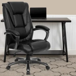 Flash Furniture Oma Ergonomic LeatherSoft Swivel High Back Executive Office Chair, Black (GO7194BBK)