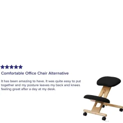 Flash Furniture Posey Armless Ergonomic Fabric/Wood Mobile Kneeling Office Chair, Black (WLSB210)