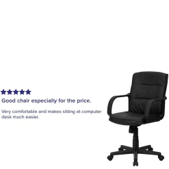 Flash Furniture Rider LeatherSoft Swivel Mid-Back Task Office Chair, Black (GO228SBKLEA)
