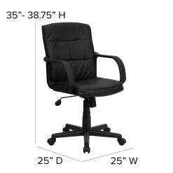 Flash Furniture Rider LeatherSoft Swivel Mid-Back Task Office Chair, Black (GO228SBKLEA)