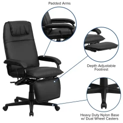 Flash Furniture Robert Ergonomic LeatherSoft Swivel High Back Executive Reclining Office Chair, Black (BT70172BK)