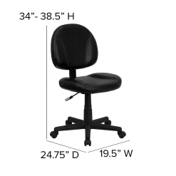 Flash Furniture Ronald Armless Ergonomic LeatherSoft Swivel Mid-Back Task Office Chair, Black (BT688BK)