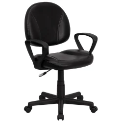 Flash Furniture Ronald Ergonomic LeatherSoft Swivel Mid-Back Task Office Chair, Black (BT688BKA)