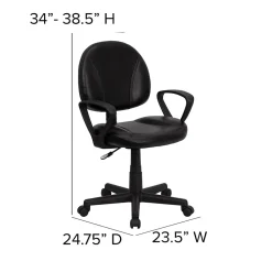 Flash Furniture Ronald Ergonomic LeatherSoft Swivel Mid-Back Task Office Chair, Black (BT688BKA)