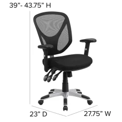 Flash Furniture Sam Ergonomic Mesh Swivel Mid-Back Multifunction Task Office Chair, Black (GOWY89)