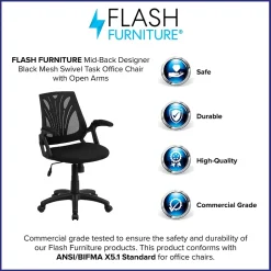 Flash Furniture Sam Ergonomic Mesh Swivel Mid-Back Task Office Chair, Black (GOWY82)