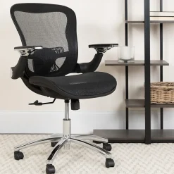 Flash Furniture Sam Ergonomic Mesh Swivel Mid-Back Executive Office Chair, Transparent Black (GOWY87)