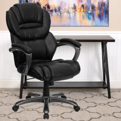 Flash Furniture Stella Ergonomic LeatherSoft Swivel High Back Executive Office Chair, Black (GO901BK)