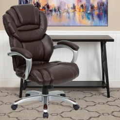 Flash Furniture Stella Ergonomic LeatherSoft Swivel High Back Executive Office Chair, Brown (GO901BN)