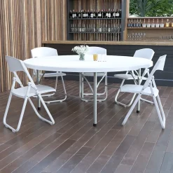 Flash Furniture Stonewall Folding Table, 71" x 71", Granite White (DAD183RZ)