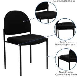 Flash Furniture Tania Fabric Stackable Side Reception Chair, Black (BT5151BK)